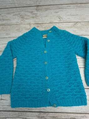 Vintage Woodward's Blue Wool Blend Cardigan Size 38